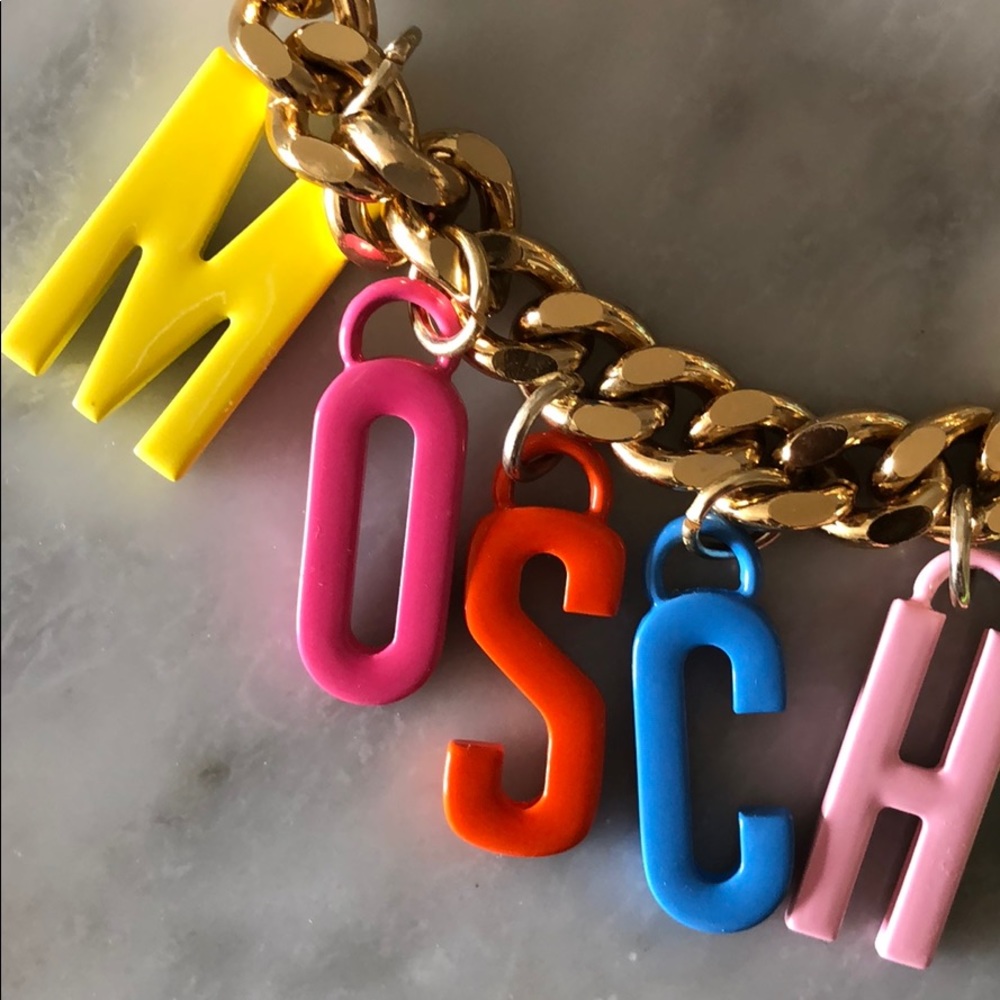 Multicolor Letter Charm Gold Chain Necklace - Picture 2 of 4